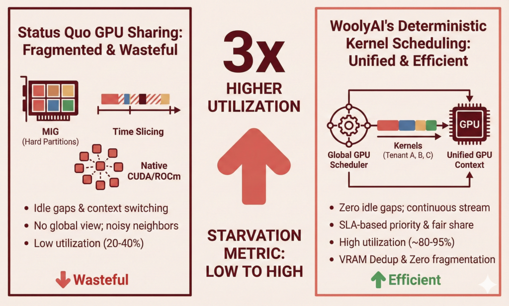A New Approach to GPU Sharing: Deterministic, SLA-Based GPU Kernel Scheduling for Higher Utilization